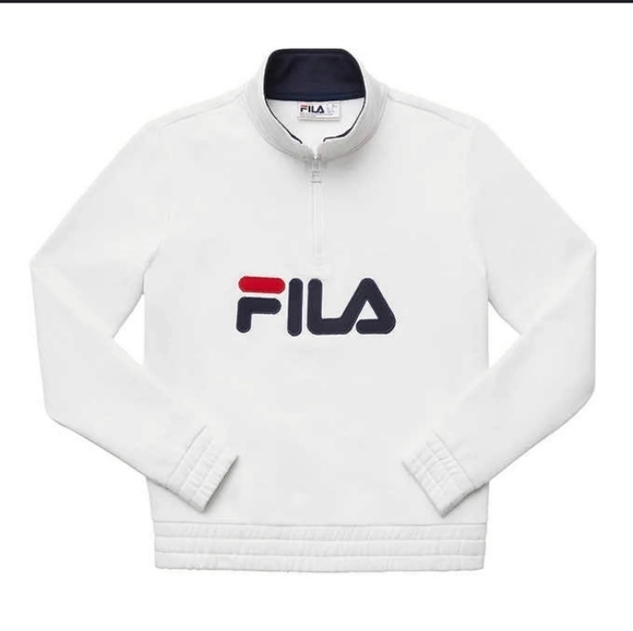 Fila Tops - Fila Women's 1/4 Zip Pullover Sweatshirt Size XL White Blue Red EUC
